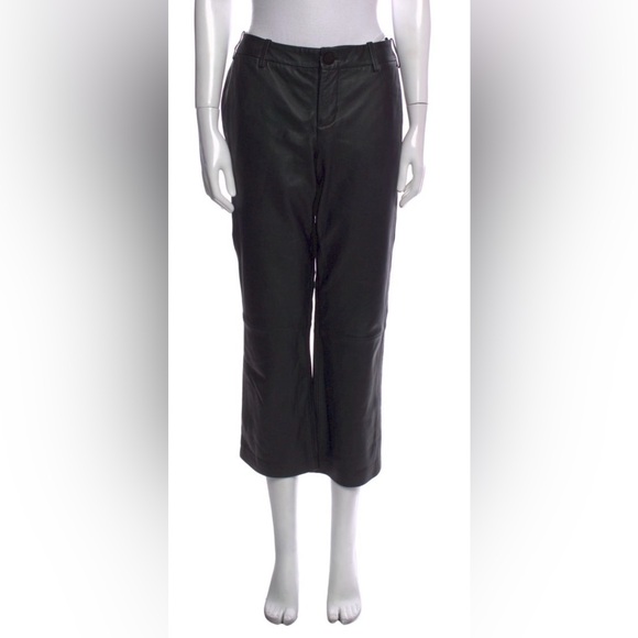 Zadig & Voltaire Leather Straight Leg Pants in Black Size 40 - Picture 1 of 9